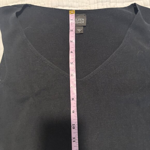 Eileen Fisher V-Neck silk and cotton ribbed Tank Top Black Classic Small - Picture 7 of 10